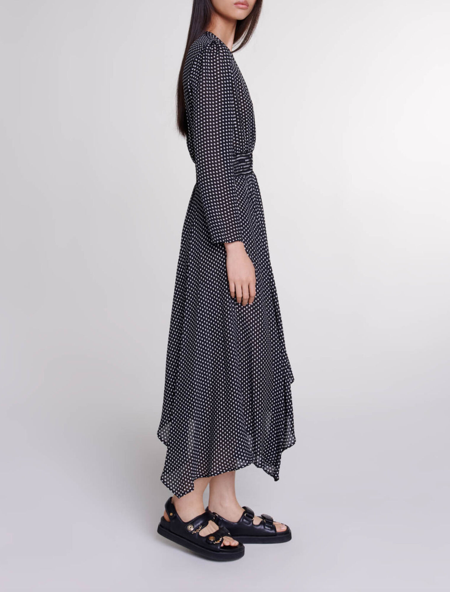 Robe mi-longue à pois