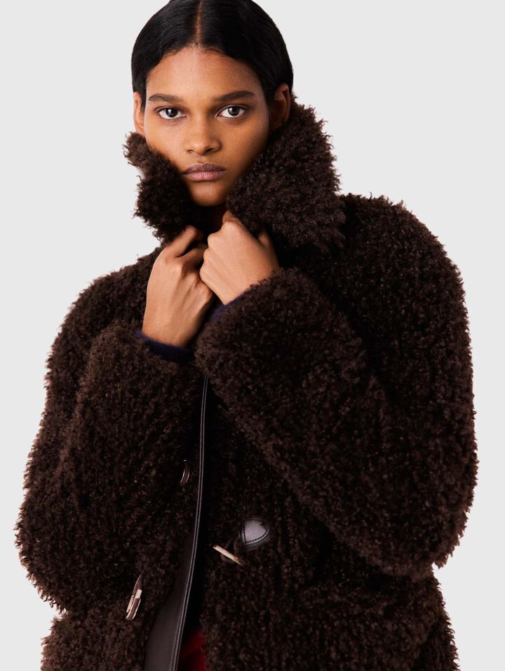 Mid-length faux fur coat