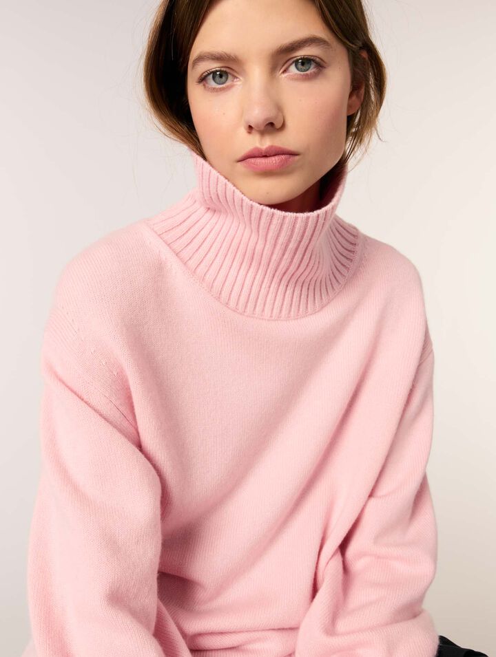 Pull laine et cachemire à col roulé