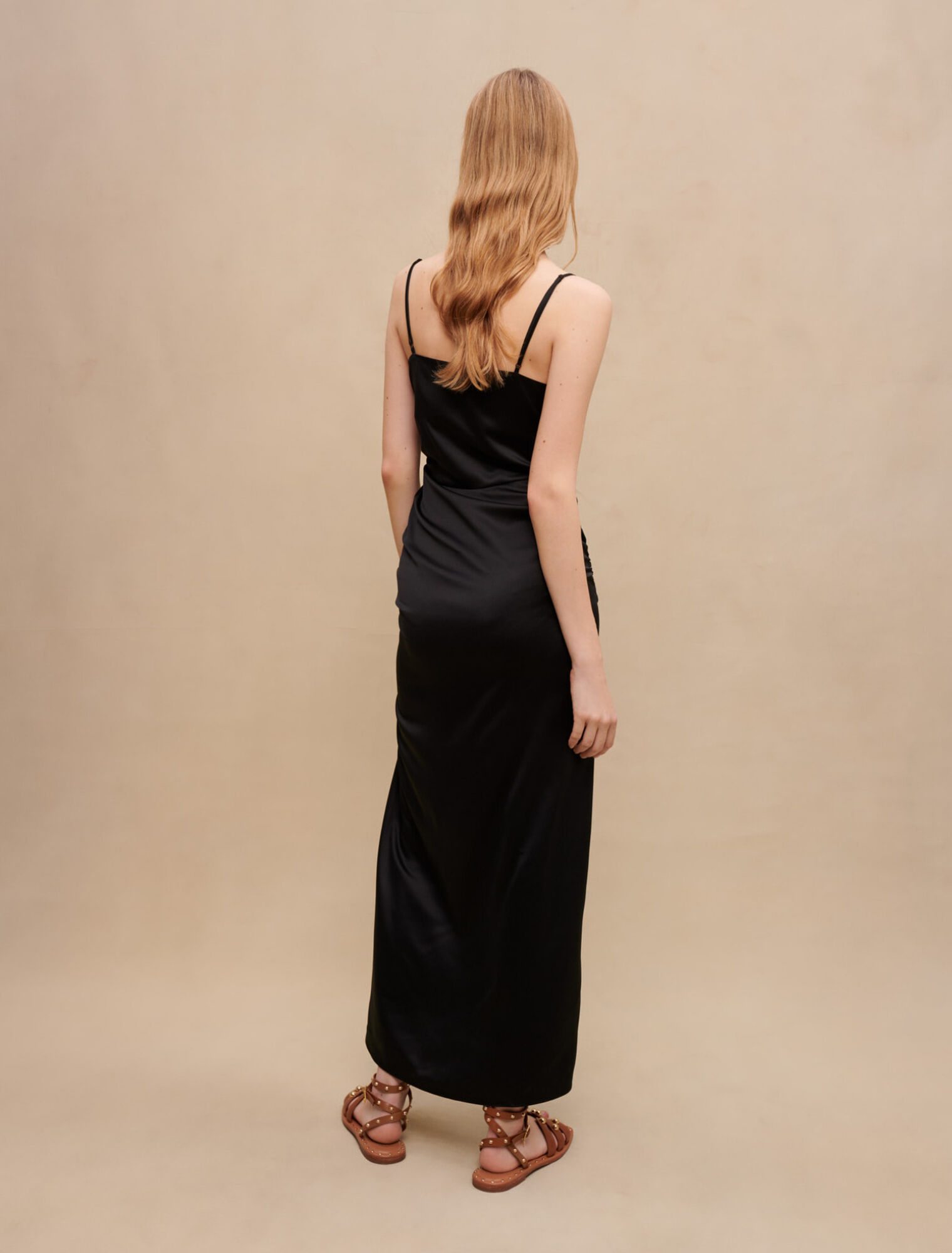 Slit draped maxi dress