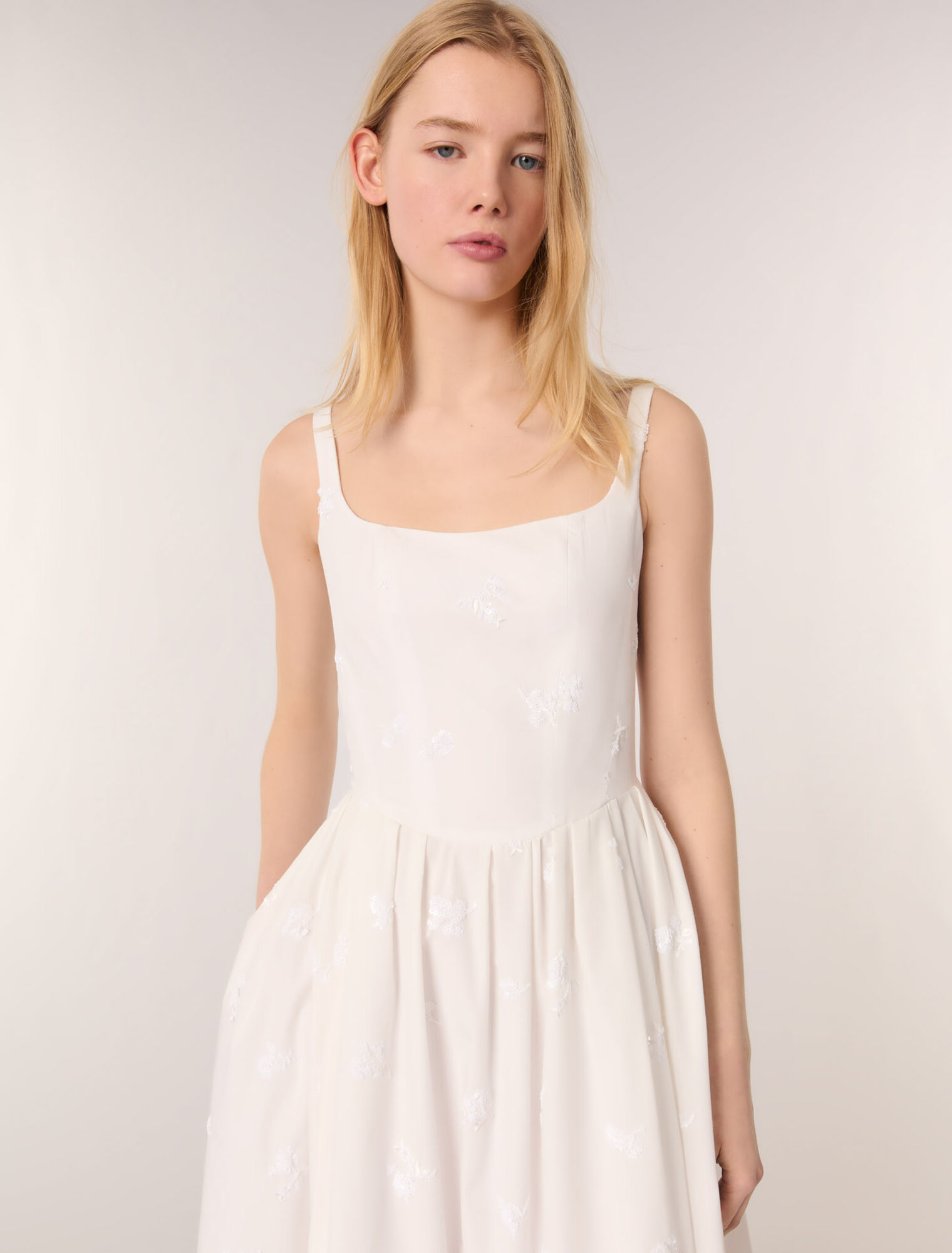 Embroidered cotton midi dress
