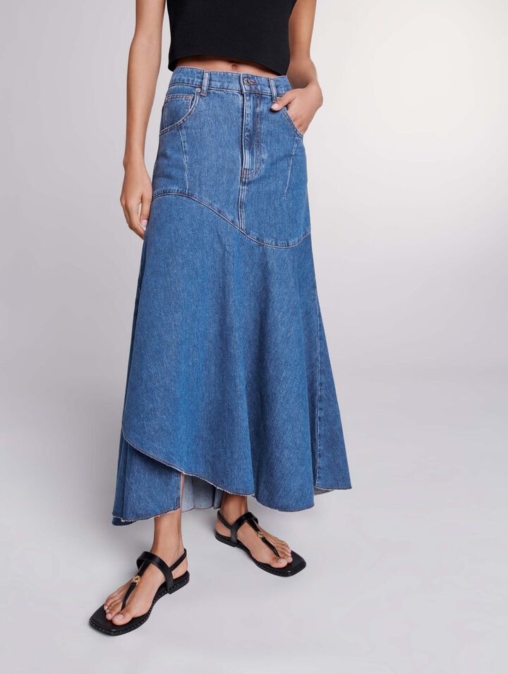 Asymmetrical denim skirt