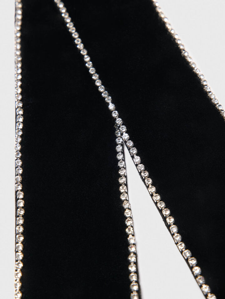 Barette nœud en velours à strass
