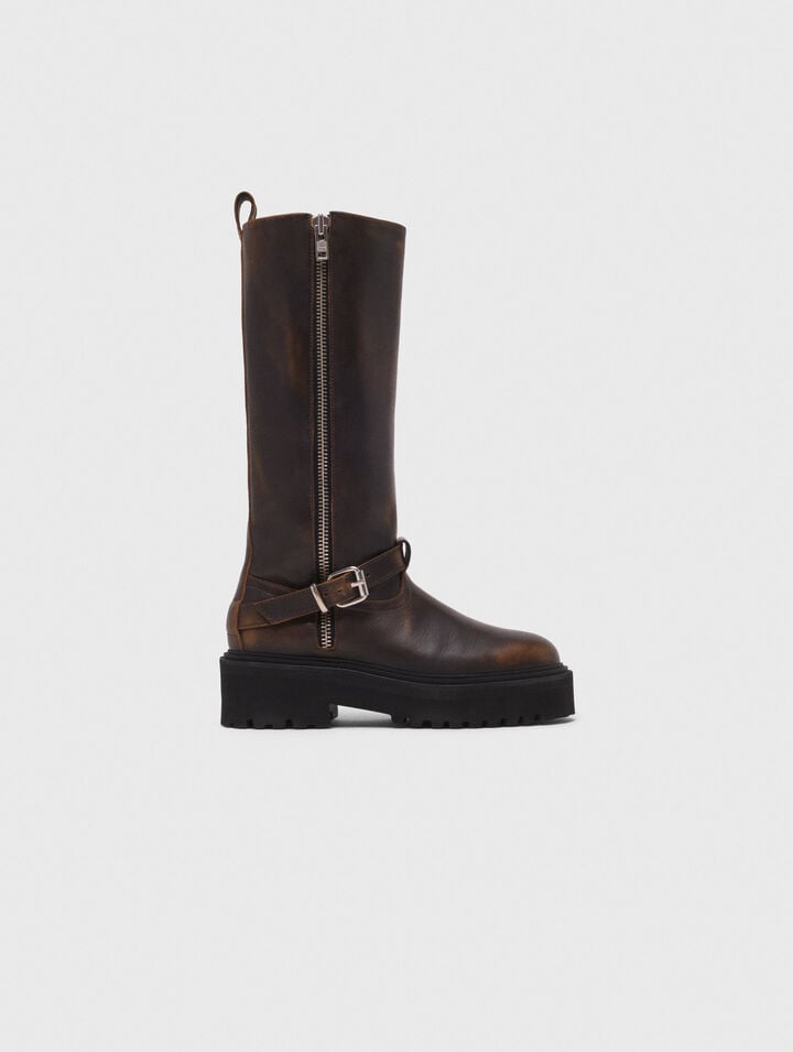 Bottes biker en cuir