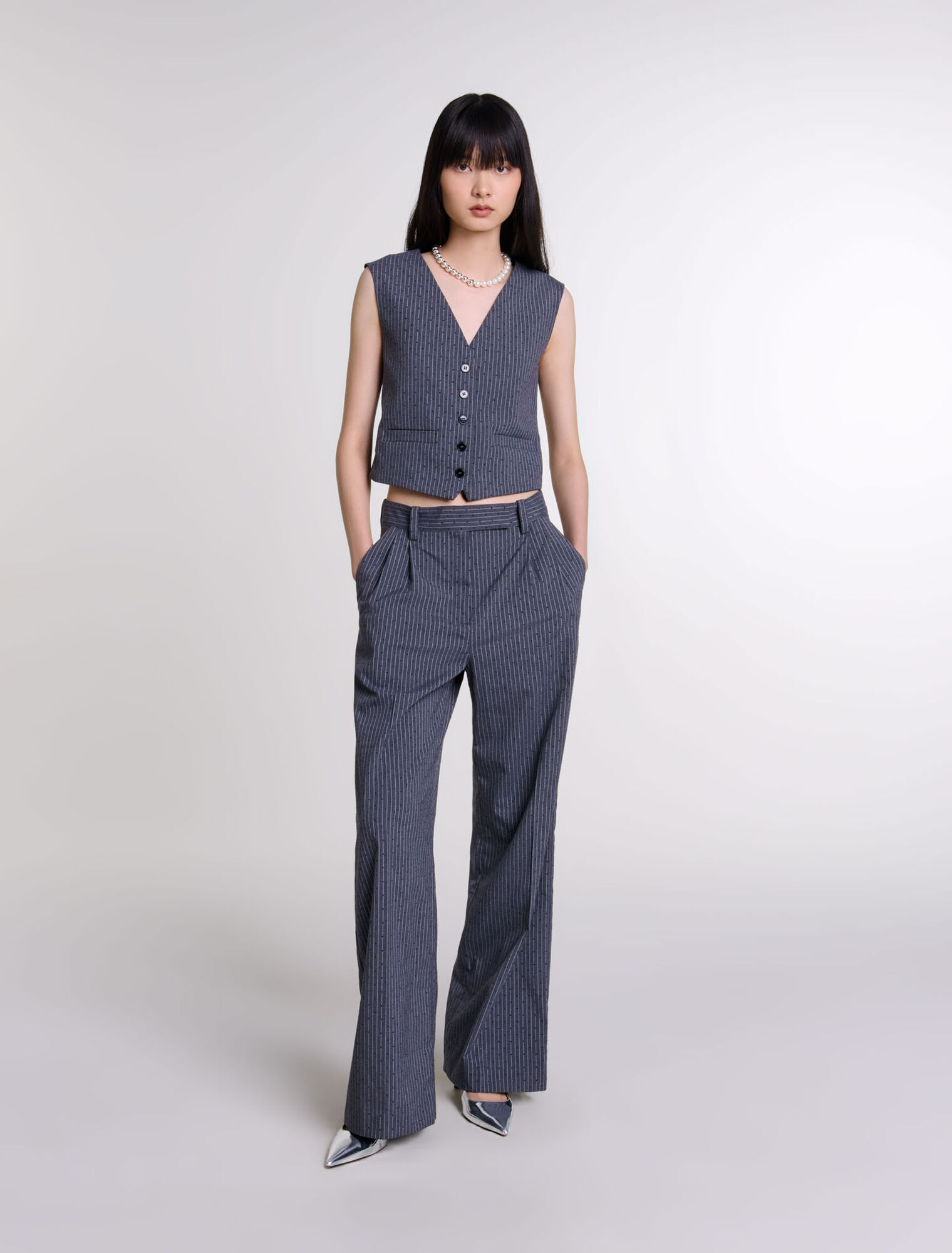 Pantalon de tailleur strassé