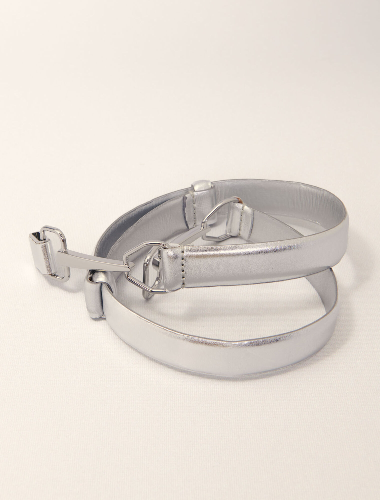 Ceinture en cuir métalisé