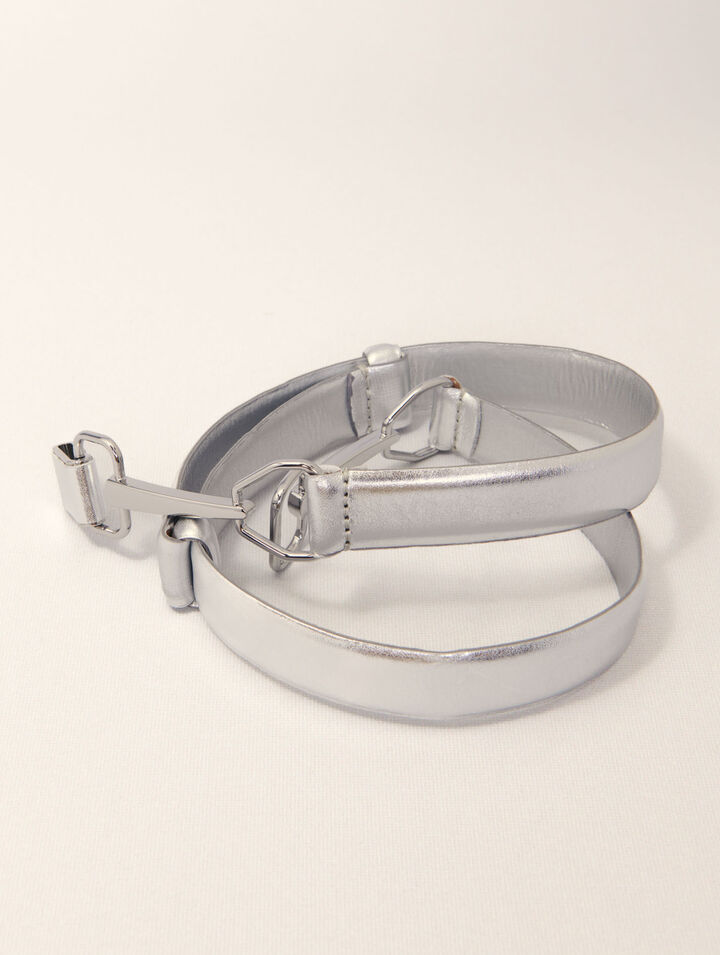 Ceinture en cuir métalisé