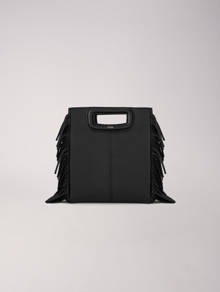 Smooth leather M bag with fringing