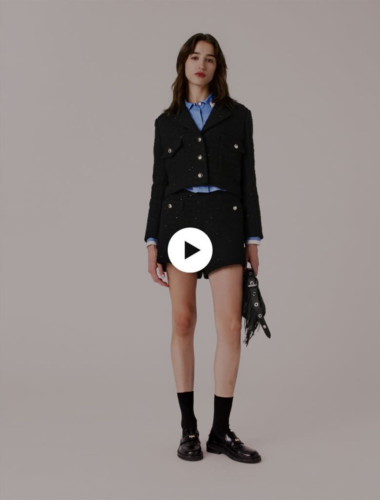 Veste courte en tweed strassé 