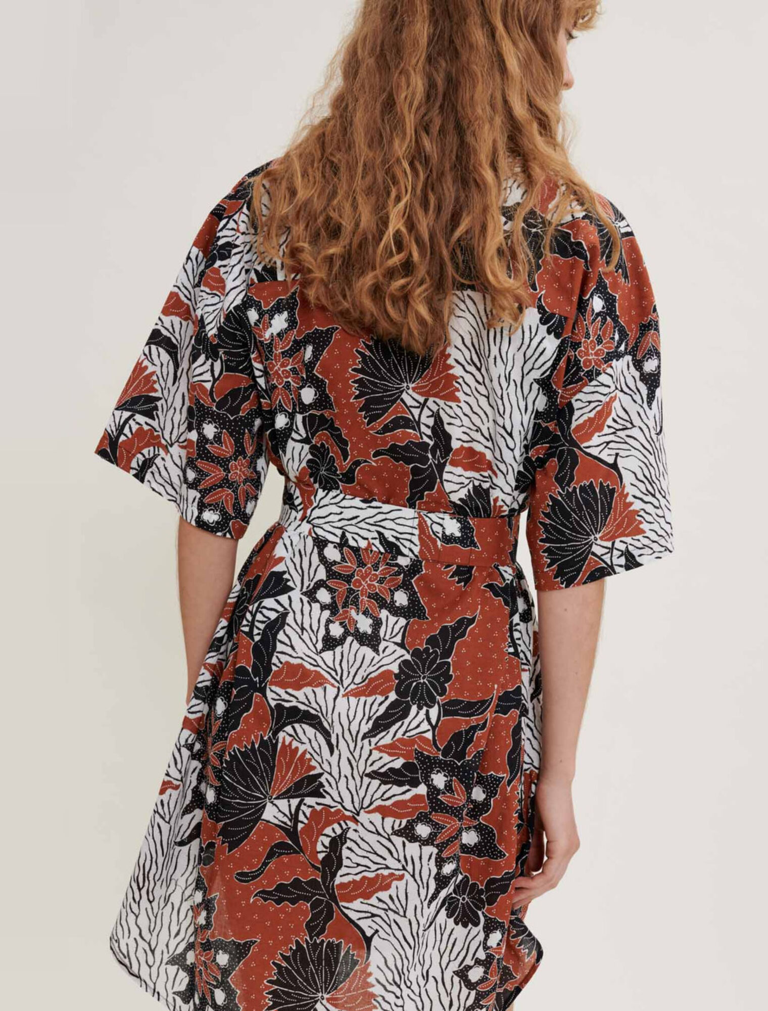 Robe chemise en voile de coton imprimé