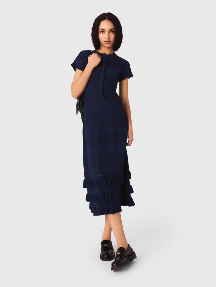 Knit maxi dress with ruffles