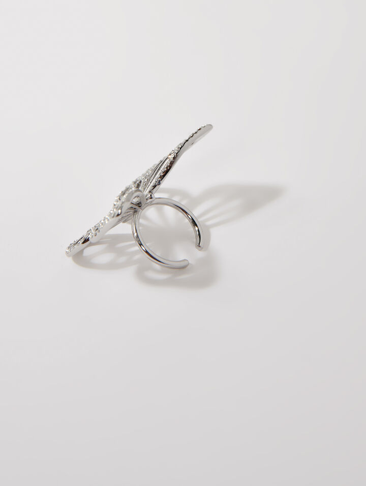 Bague papillon strass
