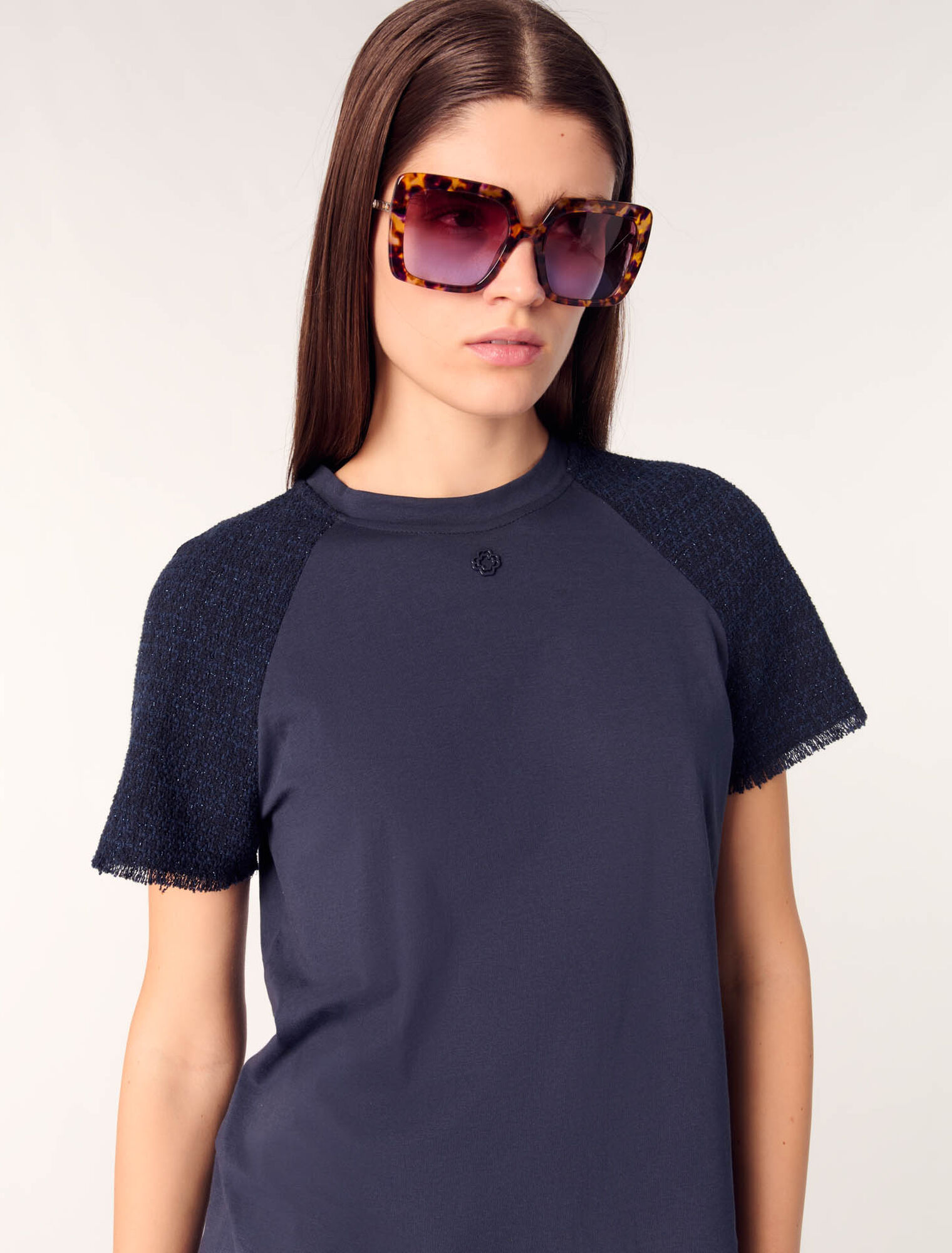 Tee-shirt à manches tweed