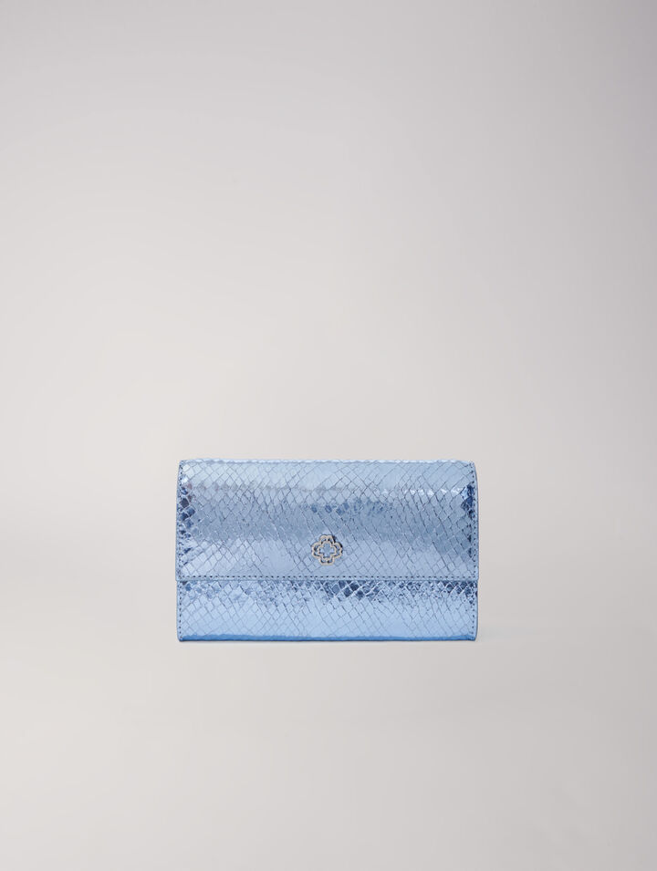 Mock croc leather clutch bag