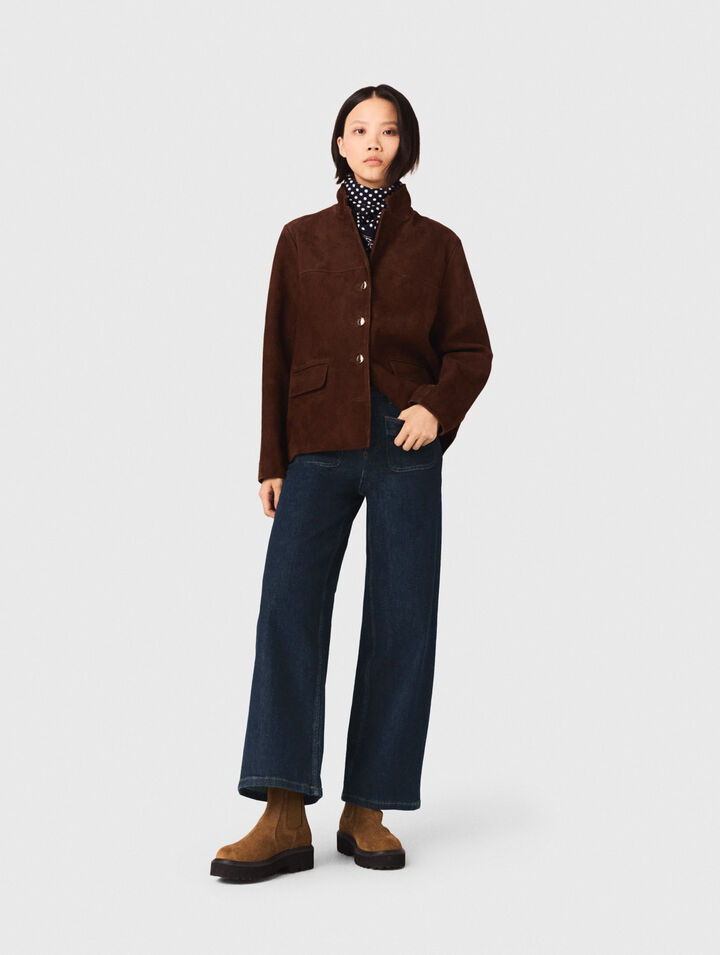 Jean large avec poches plaqu&eacute;es