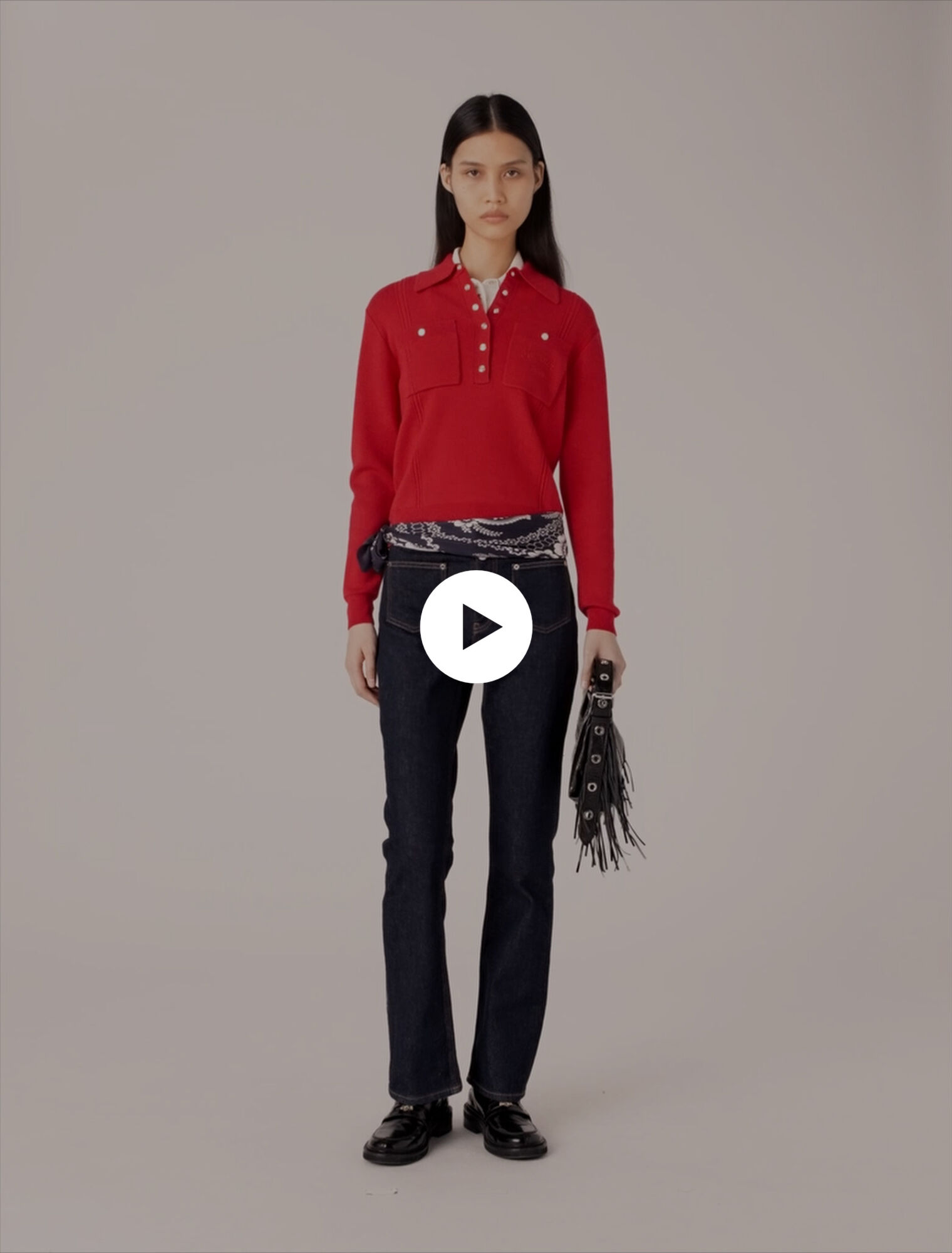 Pull à col polo avec broderie