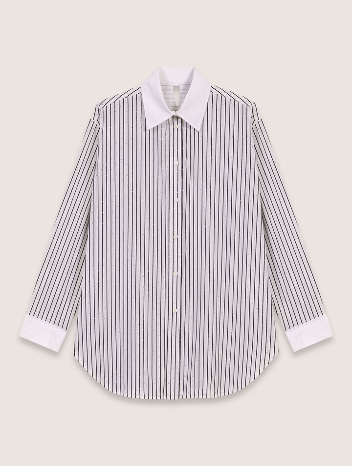 Chemise strassée à rayures