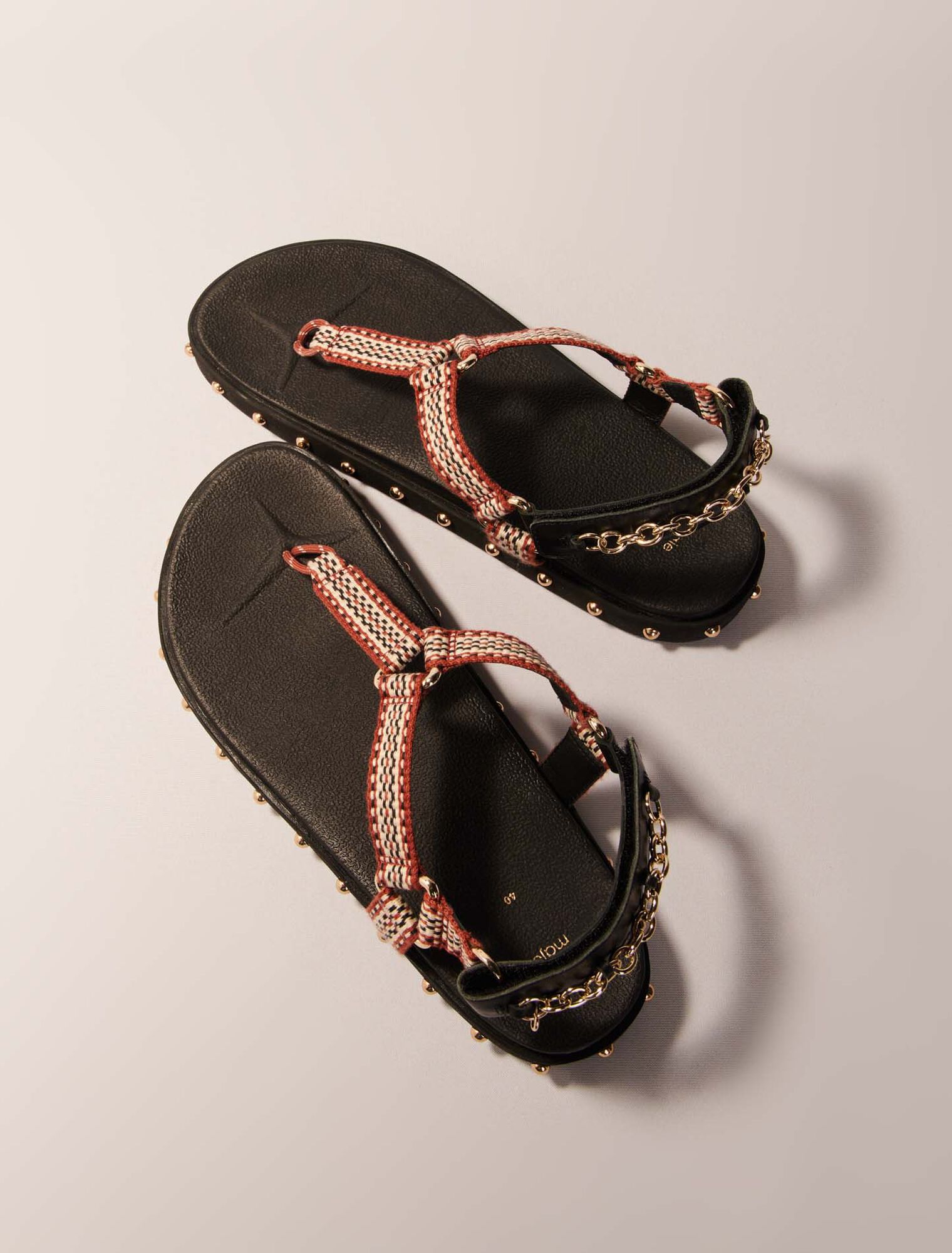 Flat rope and leather sandals