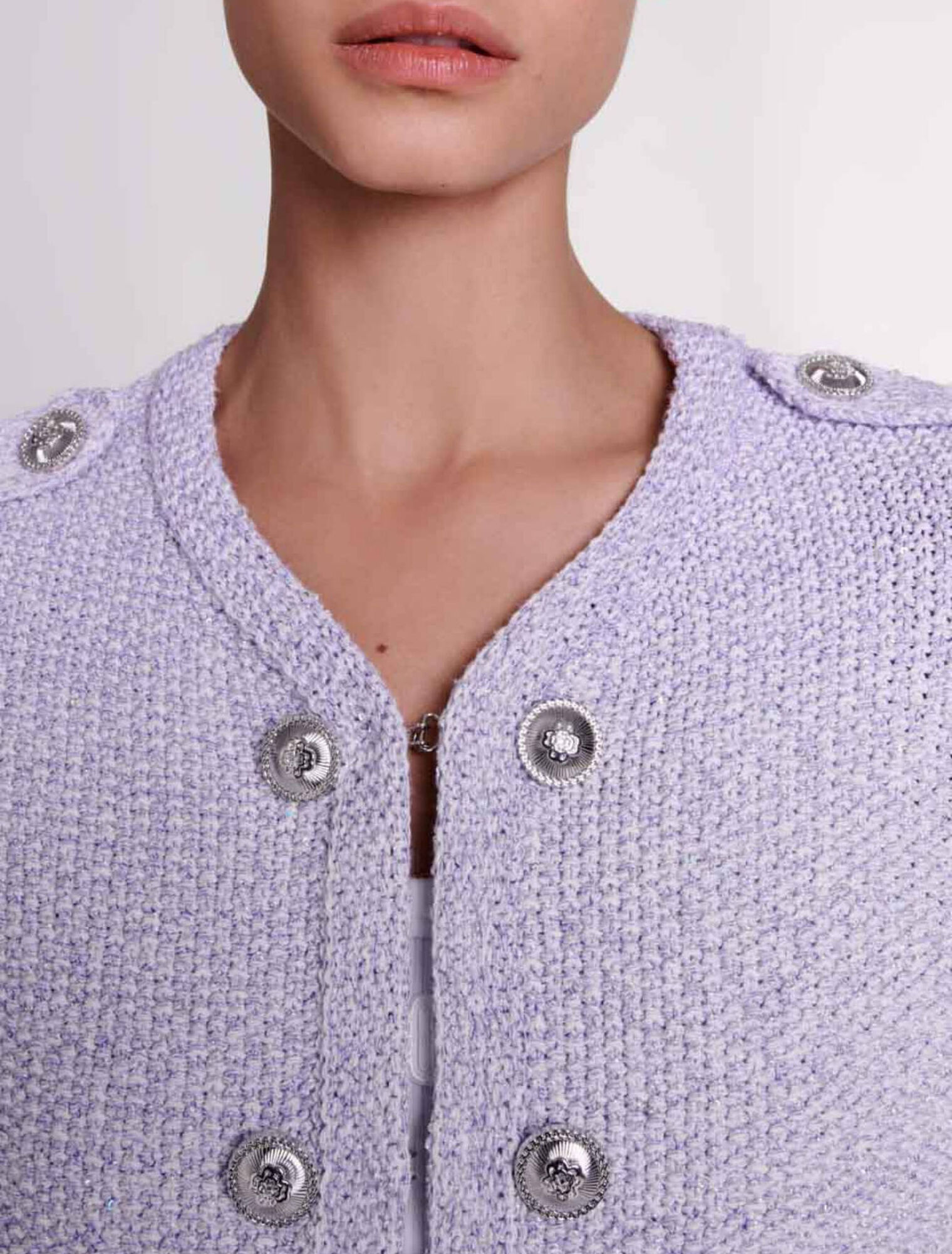 Cropped glitter knit cardigan