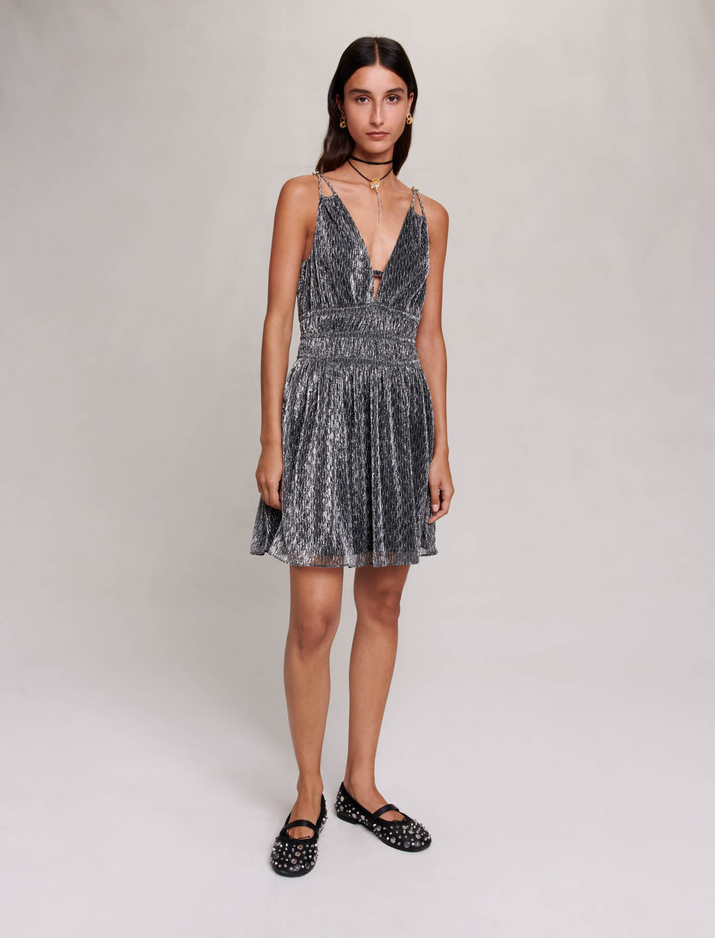 Robe courte argentee