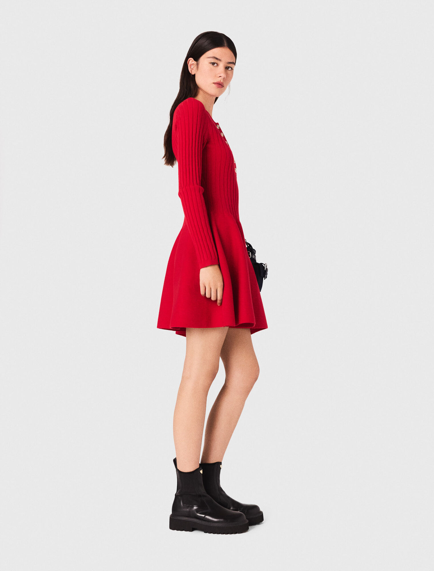 Knit dress with flared skirt