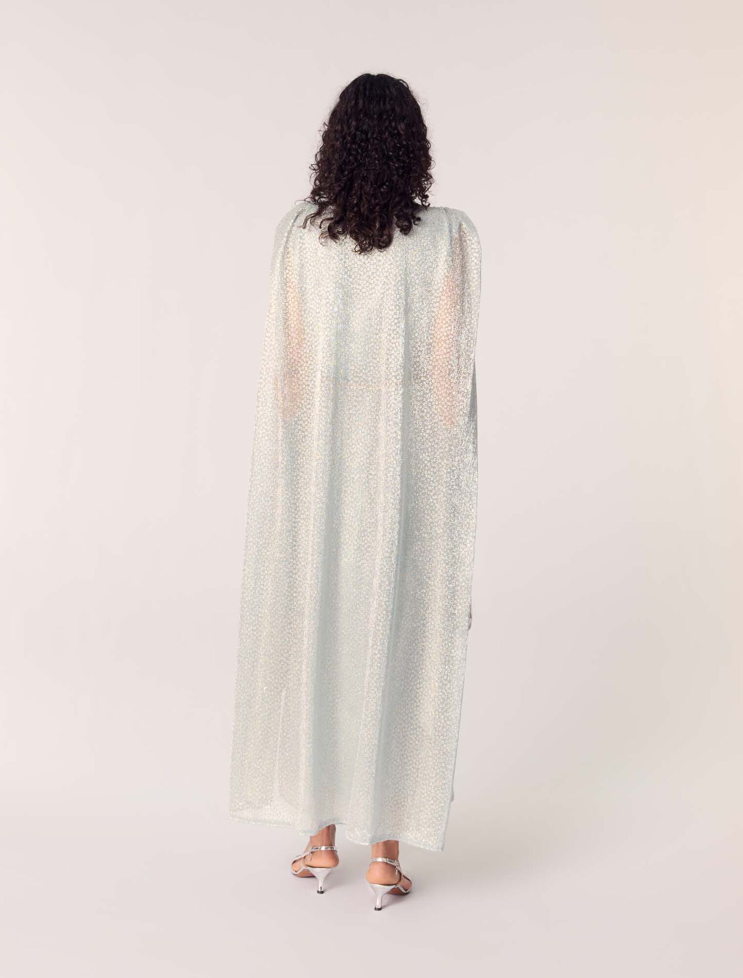 Lurex cape maxi dress