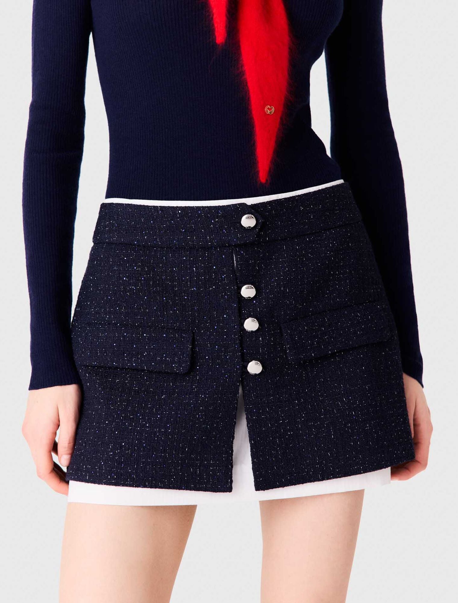 Contrast tweed shorts
