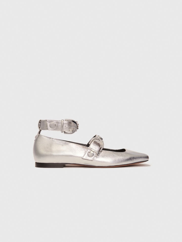 Metallic leather Mary Janes