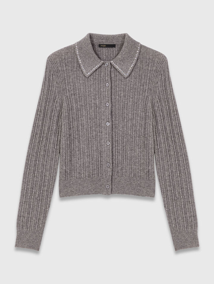 Cardigan avec col strassé