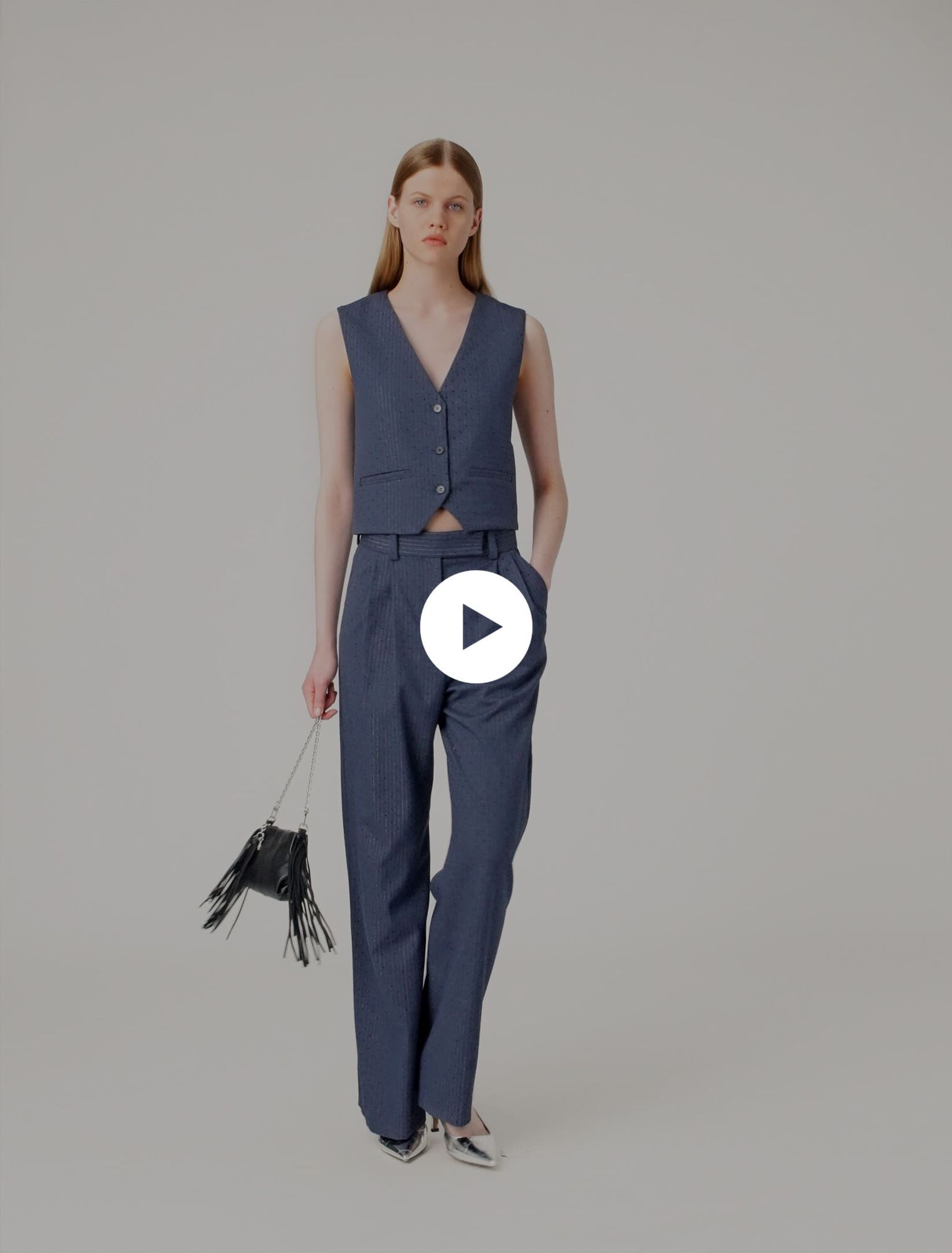 Pantalon tailleur à strass