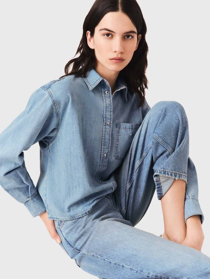 Denim shirt with logo
