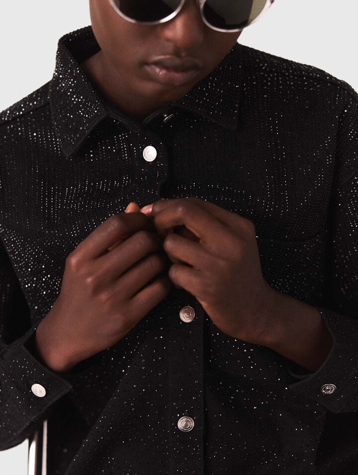 Chemise en denim strassée