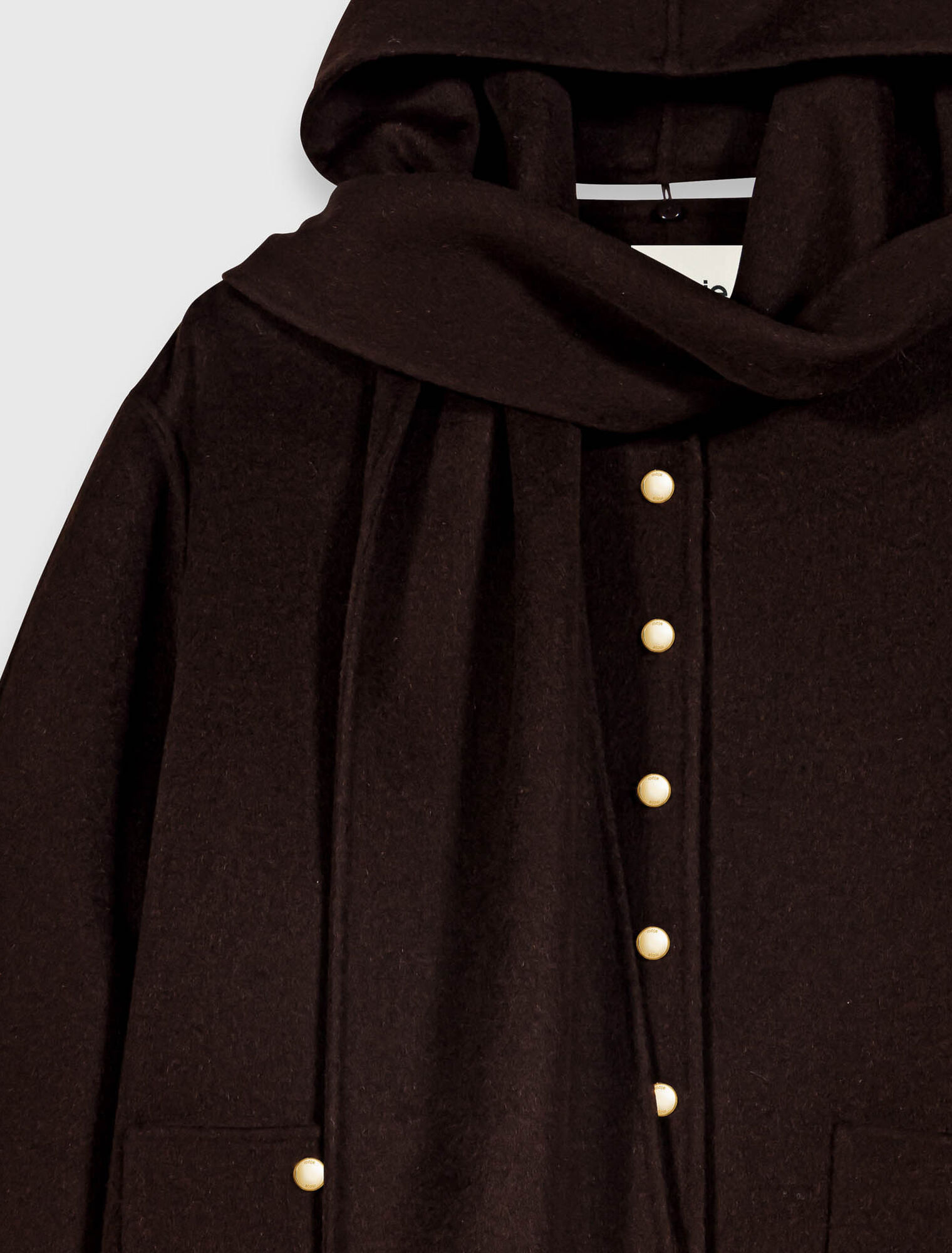 Manteau en laine &agrave; &eacute;charpe amovible