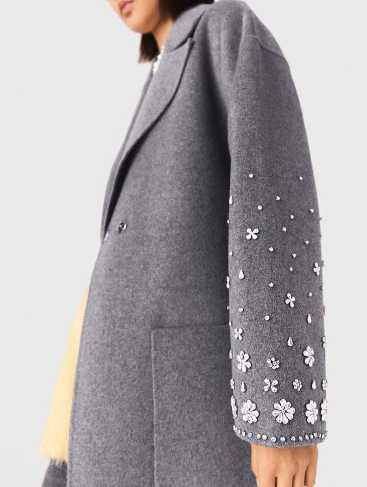 Manteau long double face et strass