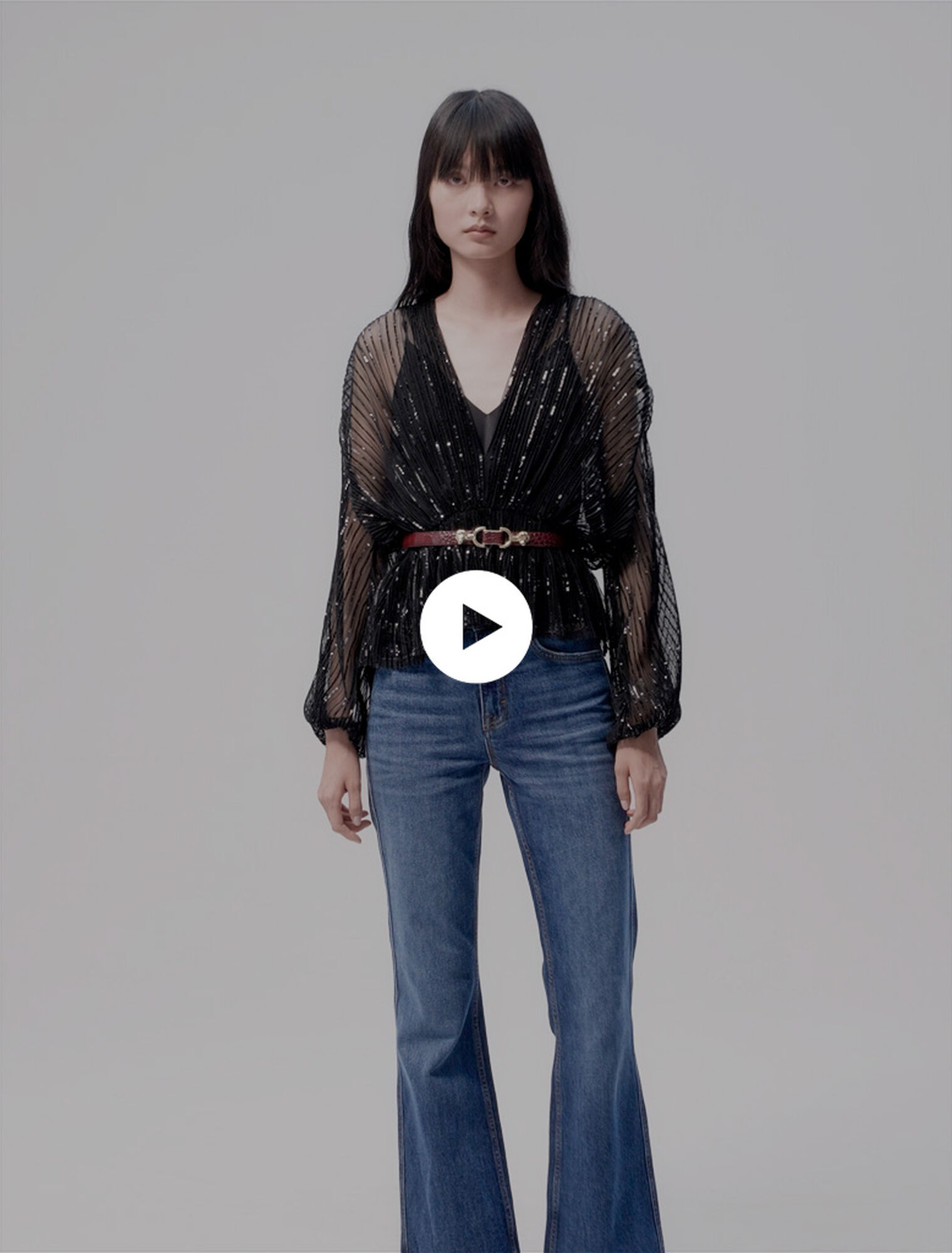 Top ceinturé à sequins