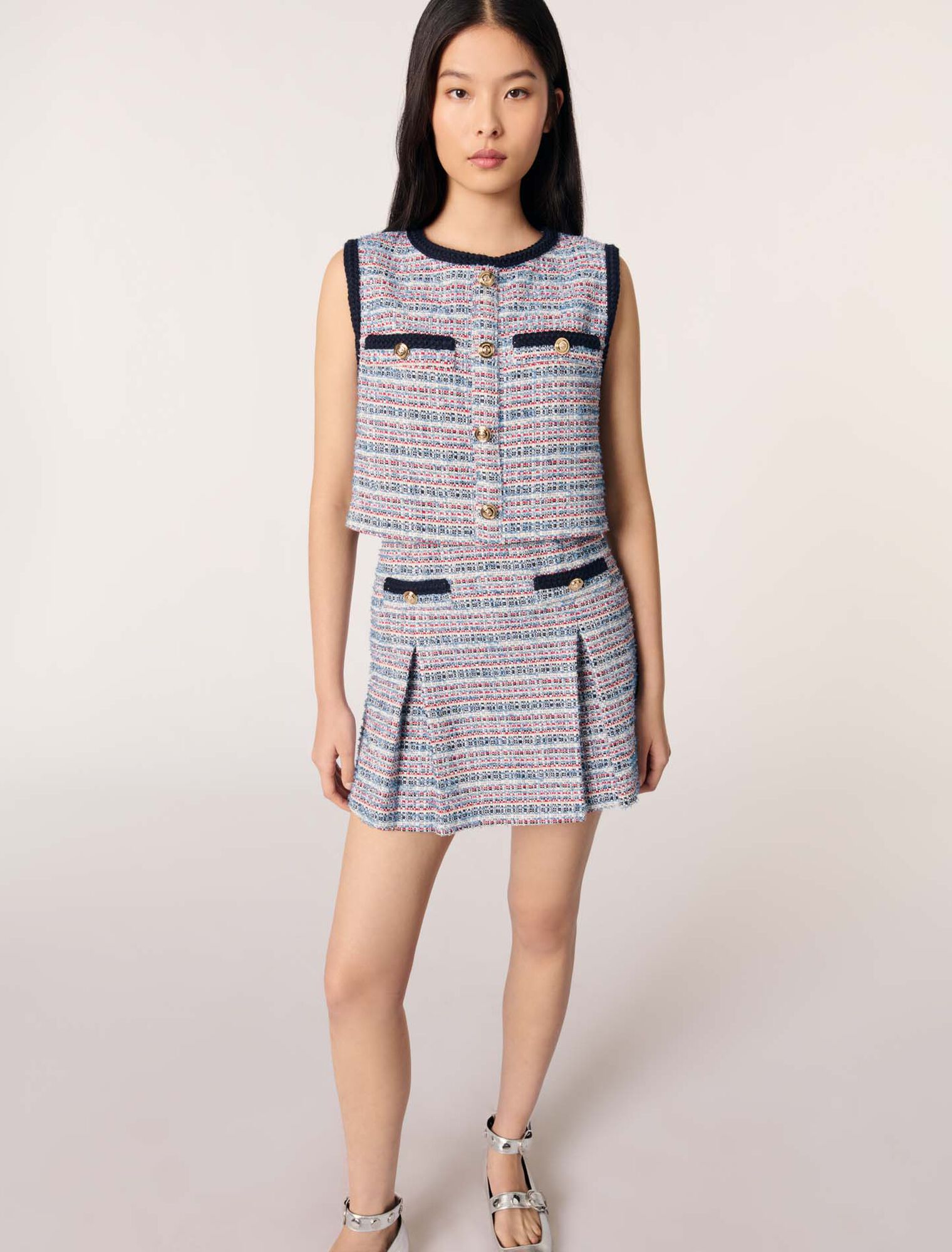 Robe courte 2-en 1 en tweed