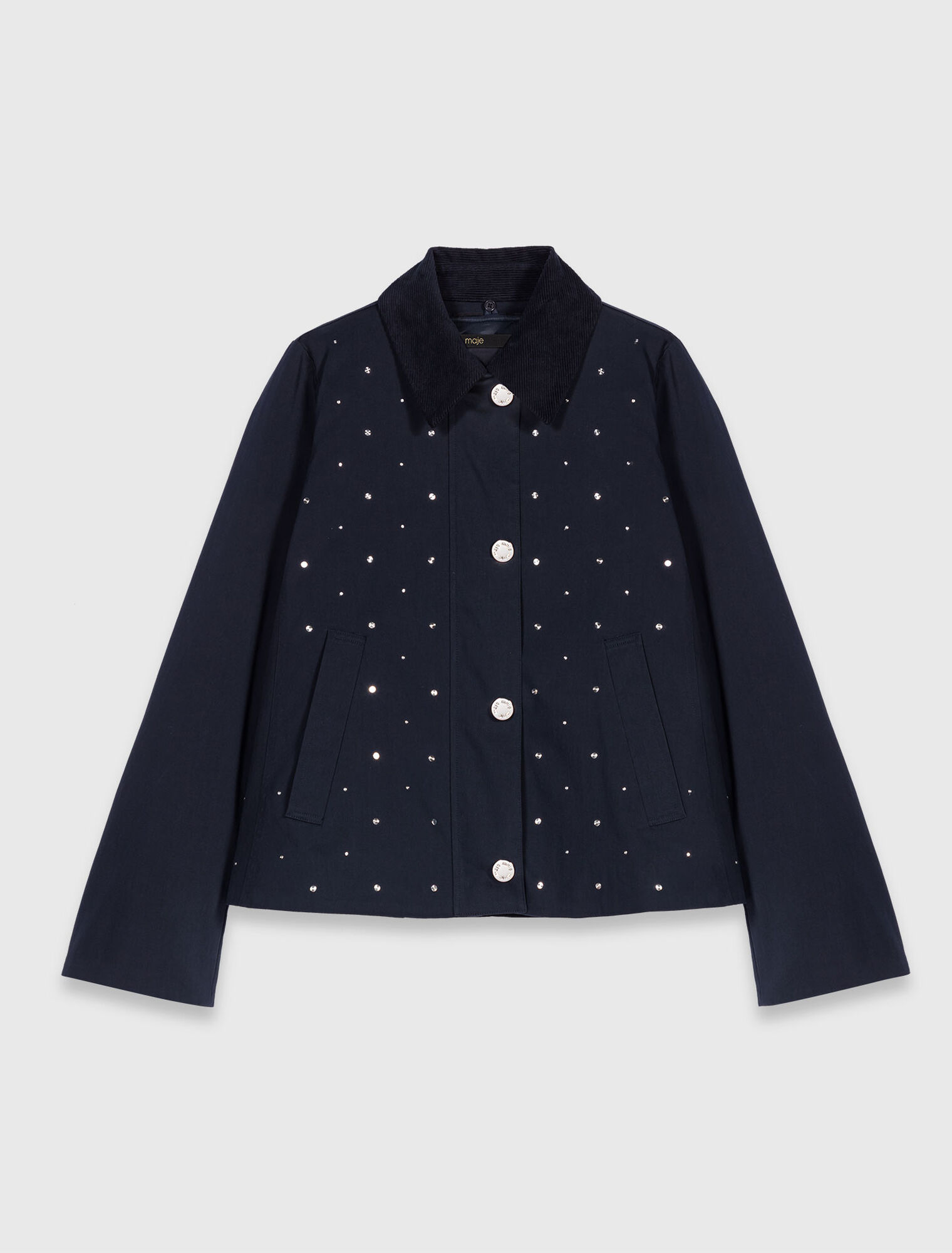 Cropped velvet collar jacket