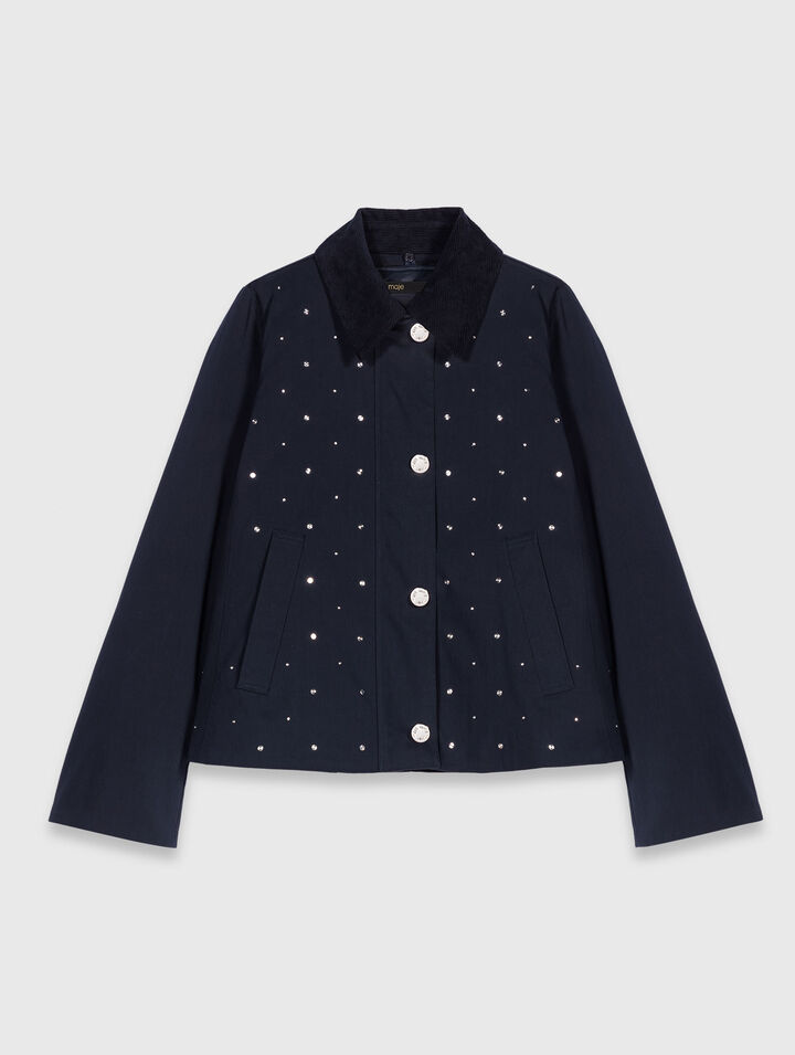 Veste courte col velours et clous