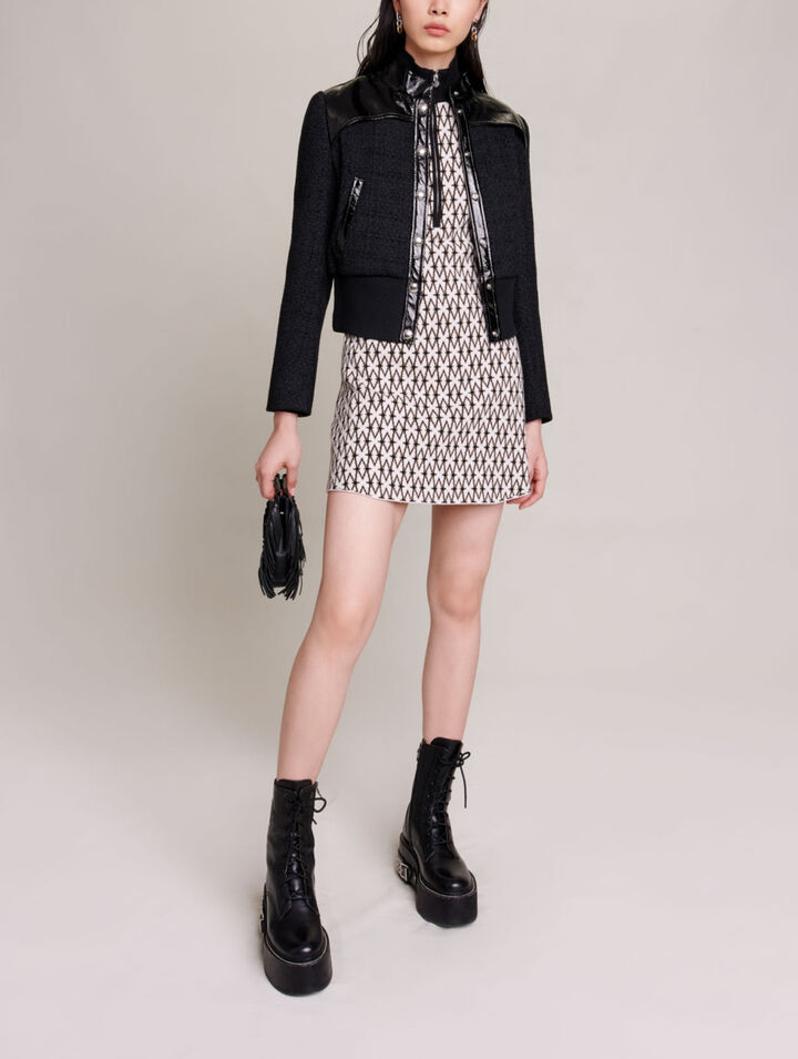 Tweed and vinyl jacket