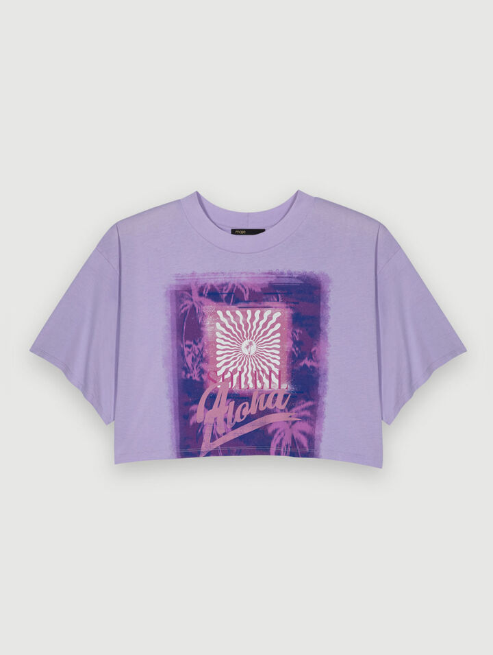 Palm-tree print short T-shirt
