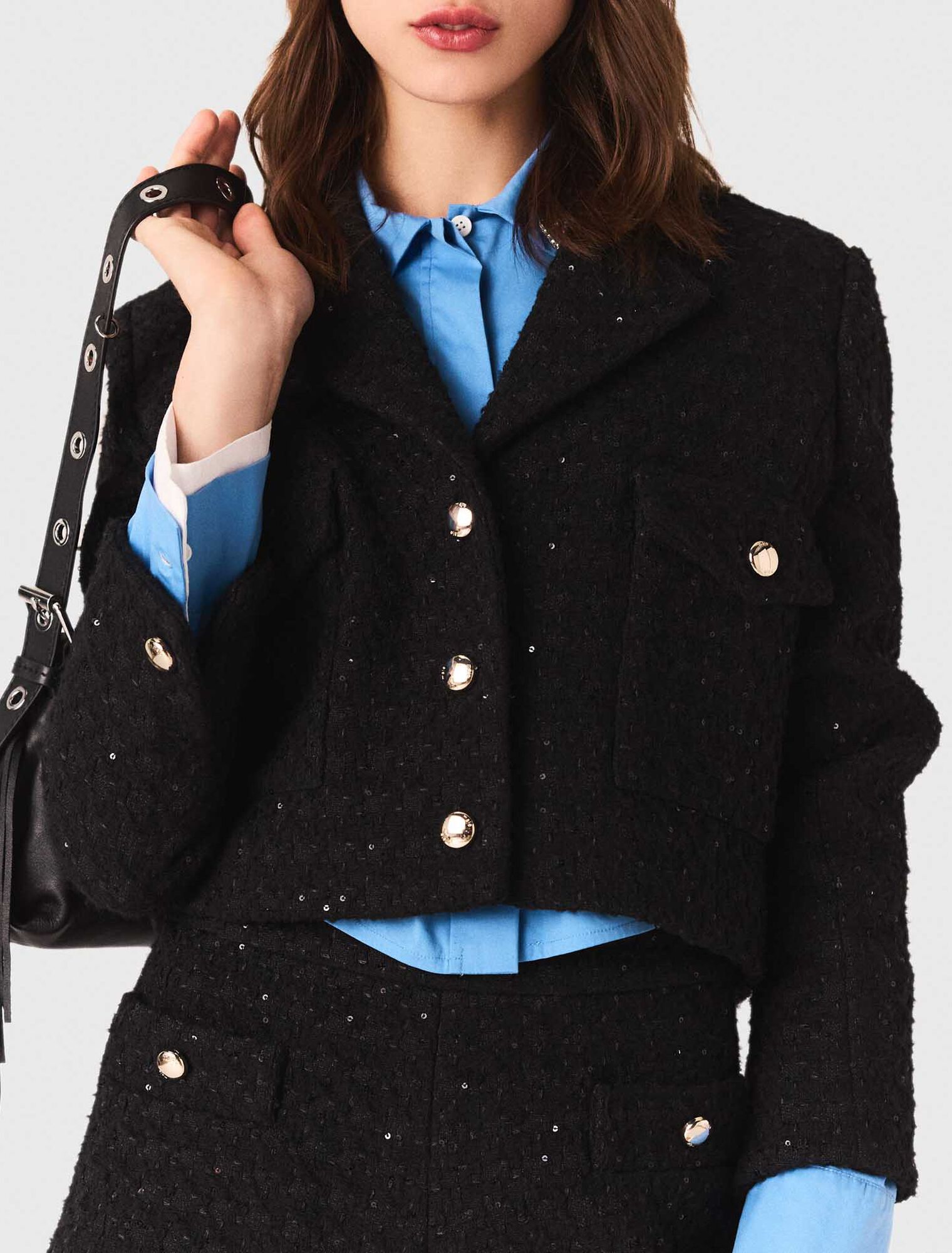 Veste courte en tweed strassé 