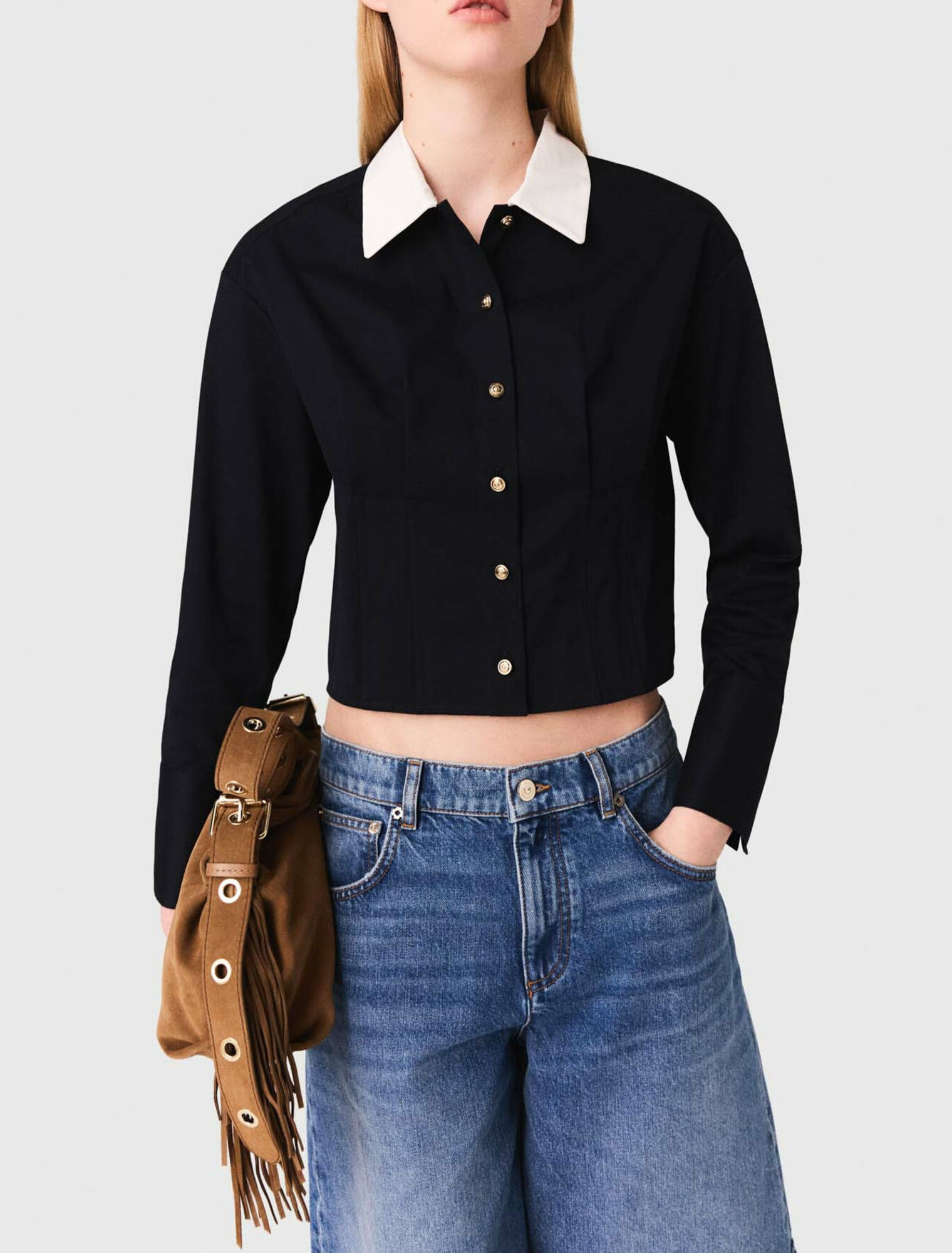 Chemise courte en popeline