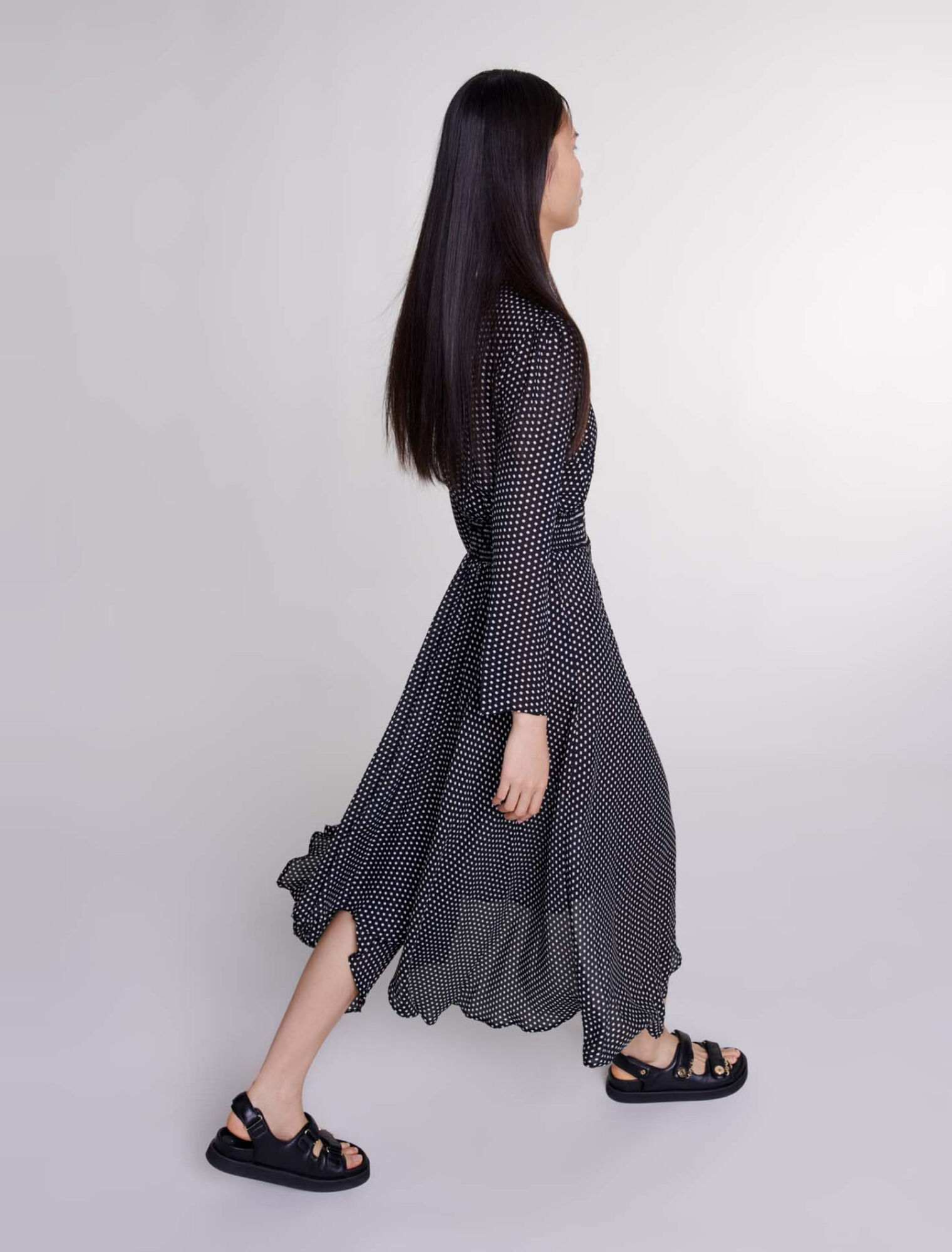 Robe mi-longue à pois