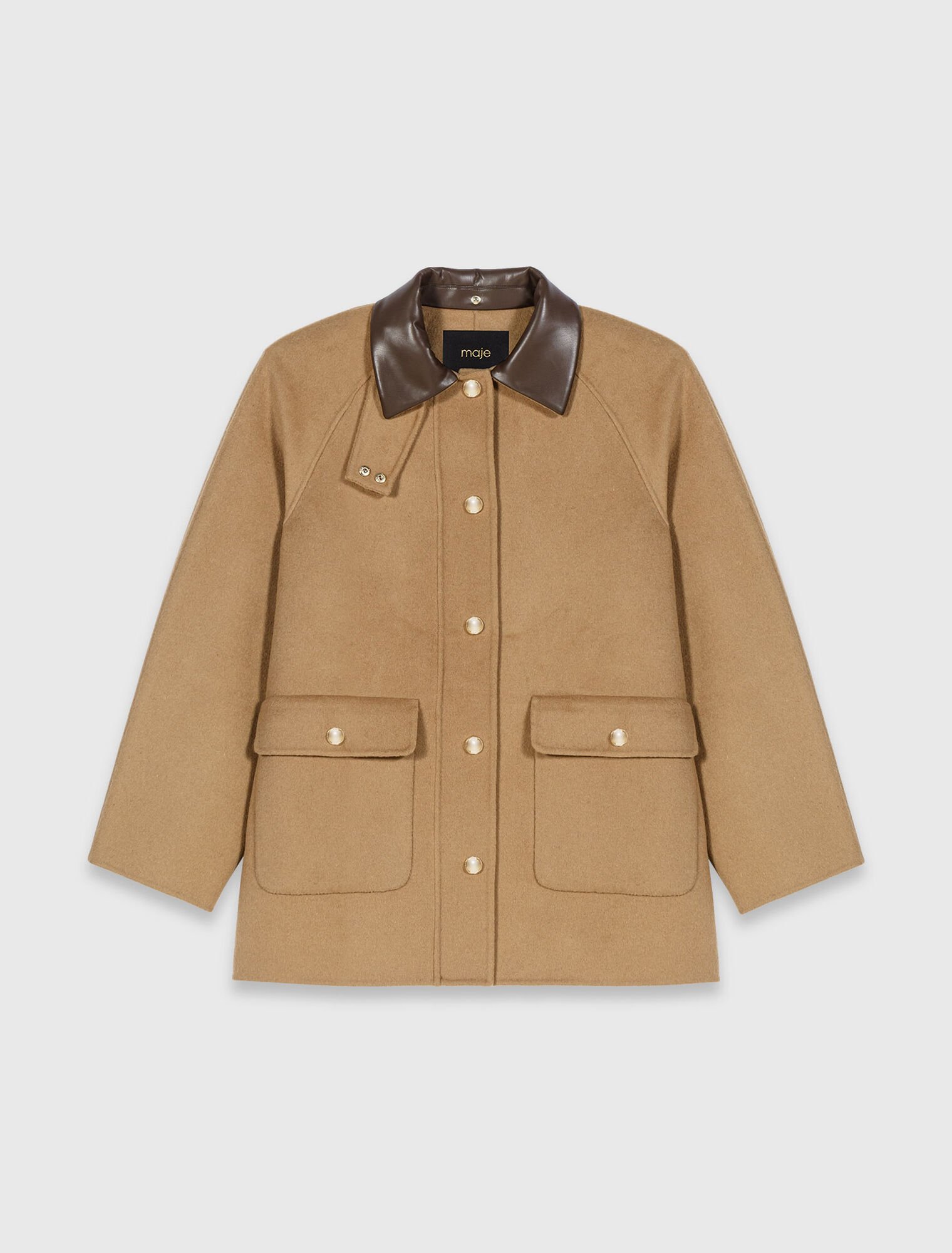 Manteau en laine &agrave; capuche amovible