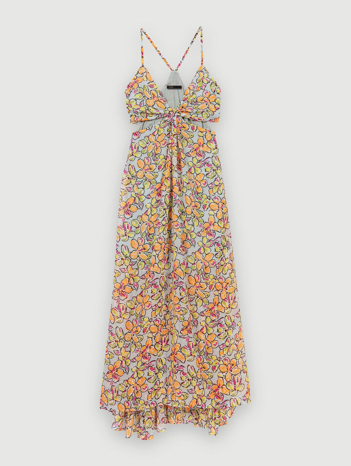 Robe longue fleurie à découpes