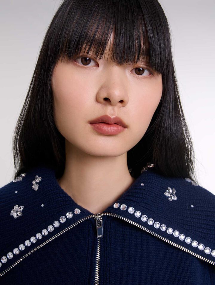 Cardigan col bijoux