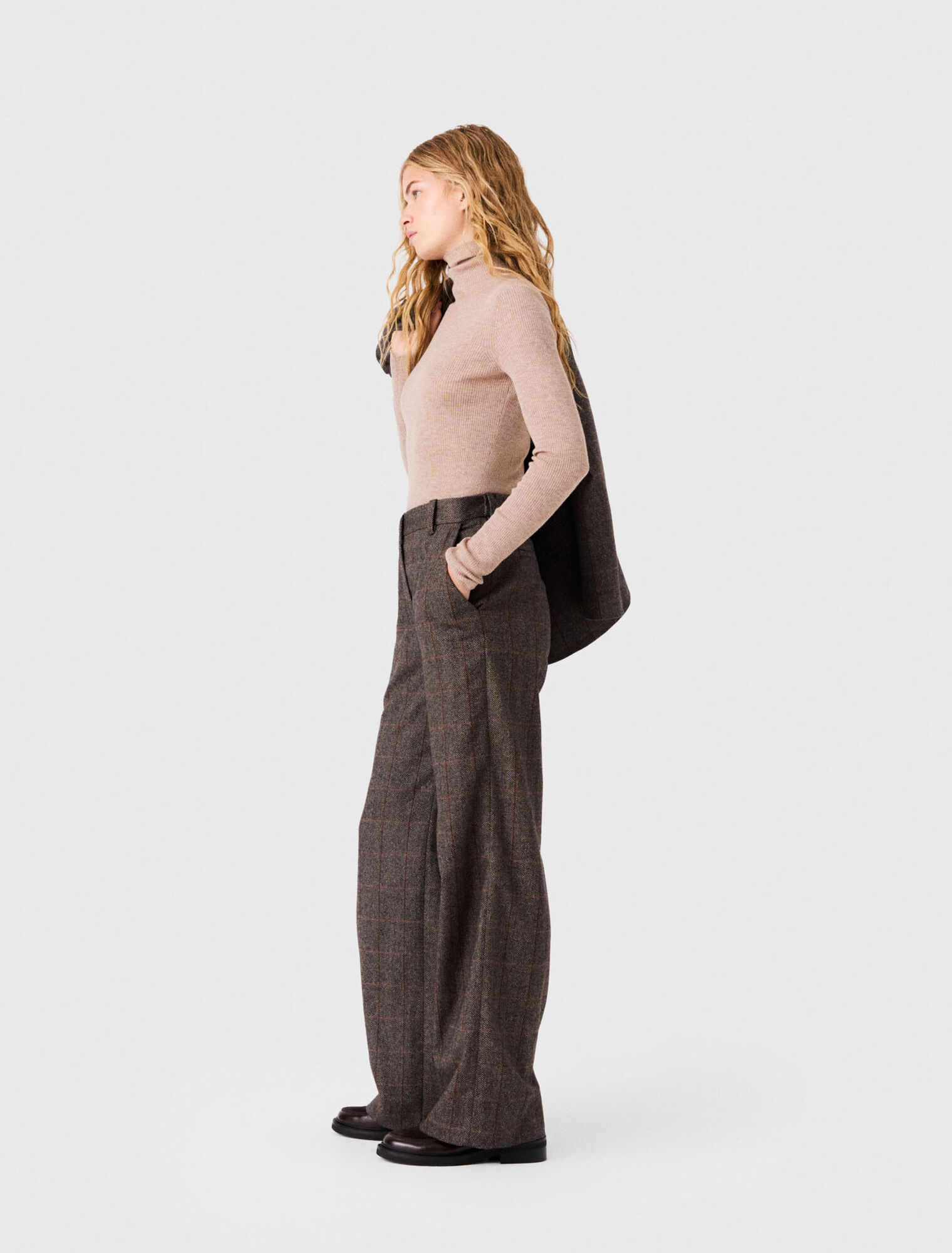 Pantalon de tailleur &agrave; carreaux