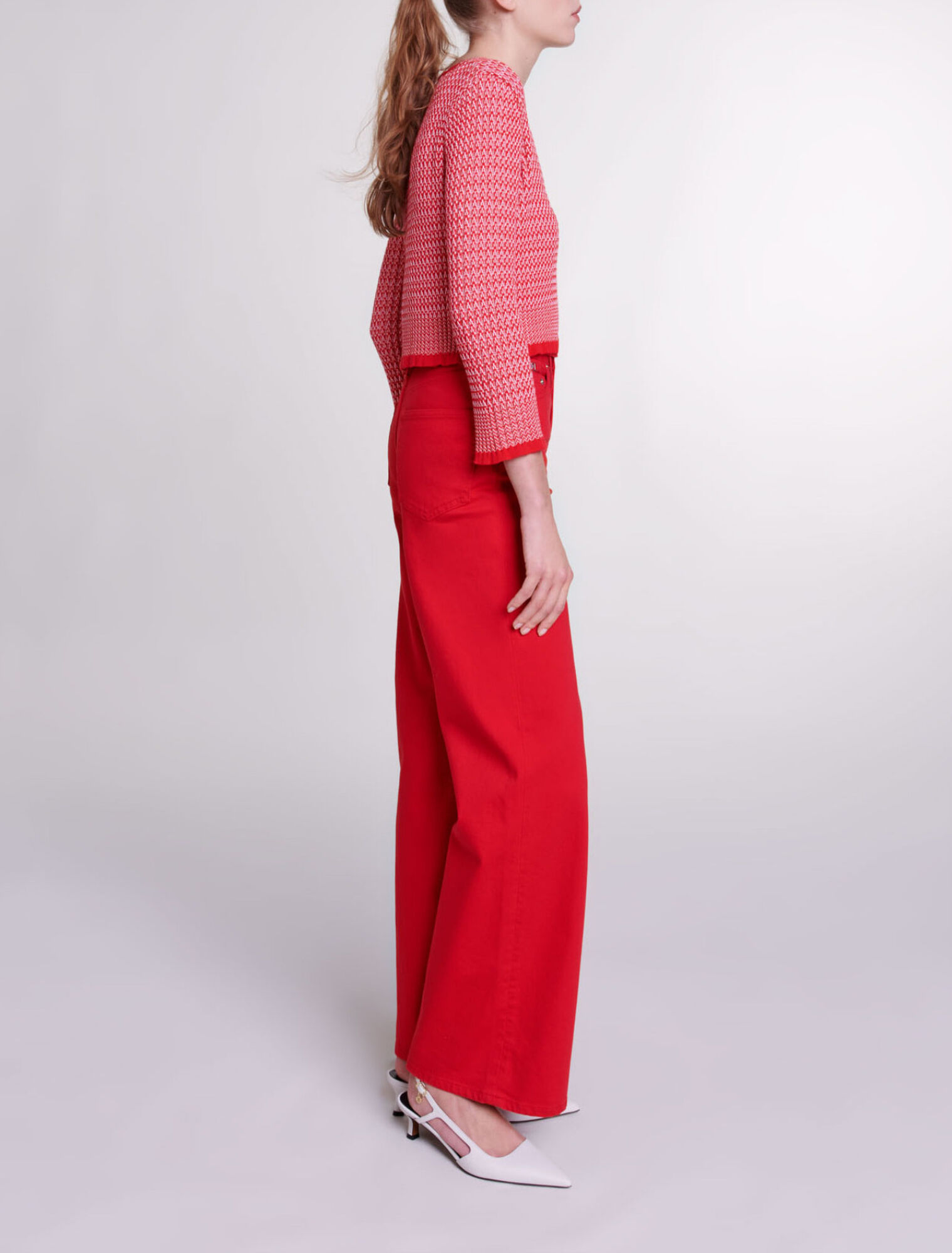Herringbone knit twin set