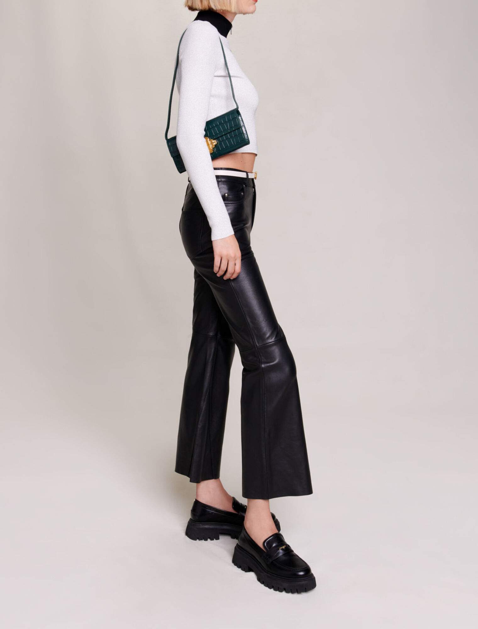 Cropped decorative knit jumper