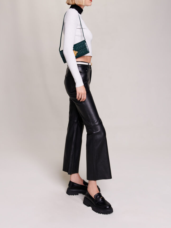 Cropped decorative knit jumper
